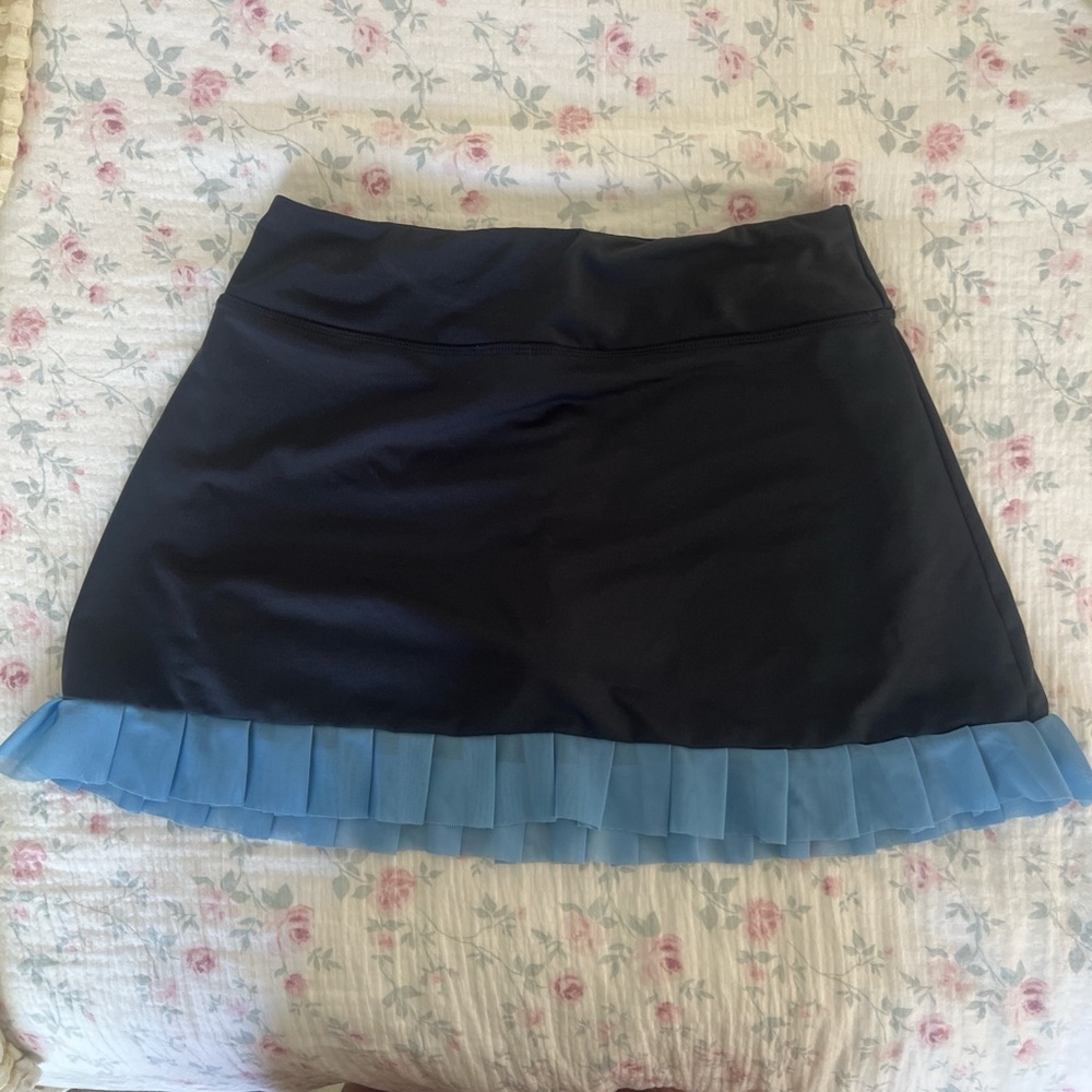 Hawke & Co Black Mini Skirt with Blue Hem